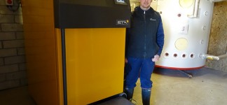 Mr Andrew with the 130 kW boiler