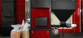 Solid-fuel boiler with pellet-fuel in boiler room